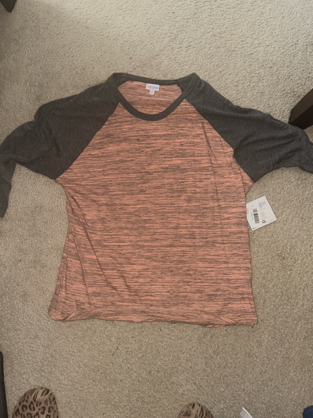 LuLaRoe Peachy Orange & Charcoal Randy